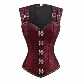 New Women's Gothic Steampunk Brocade Steel Boned Waist Cincher Corset Vest