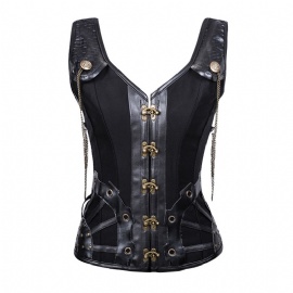 Women's Gothic Steampunk Shoulder Straps Tank Overbust Corset Bustiers