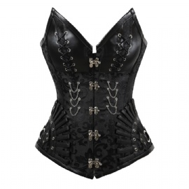 Black Steampunk Gothic Overbust Corset Bustier Tops