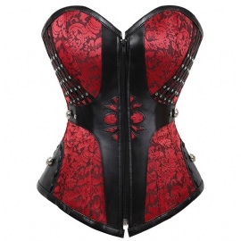 Leather Steampunk Overbust Corsets Brocade Gothic Steel Boned Bustiers