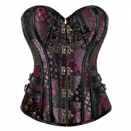 Women's Steampunk Gothic Overbust Bustier Corset Waist Cincher