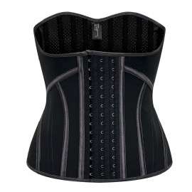 19pcs Steel Boned Latex Waist Trainer Underbust Corset Black Body Shaper