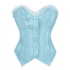 Sexy Women's Brocade Lace Up Overbust Corsets and Bustiers Top