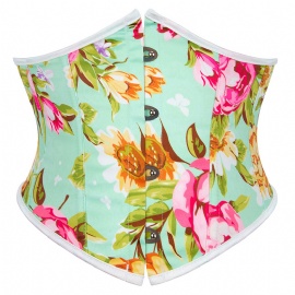 Floral Women's Underbust Corsets Waist Trainer Cinchers Short Torso