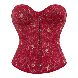 Red Overbust Corset Top for Women Push Up Corsets and Bustiers