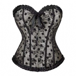 Sexy Women's Overbust Corsets Ladies Lace Up Polka Dots Fashion Corsets