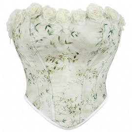 Flower Overbust Corsets and Bustier Tops Lace Up Corsets