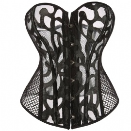 Sexy Mesh See Through Overbust Corset Bustier Lingerie