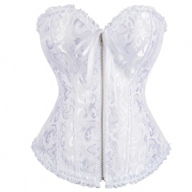 White Bridal Overbust Corset Bustier Tops Plus Size Korset