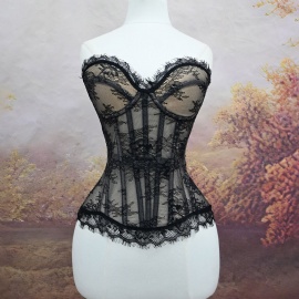 Elegant Lace Overbust Corset Bustier Tops Sexy Lingerie