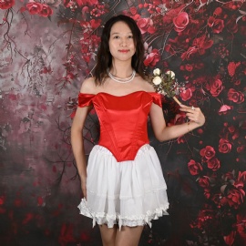 Sexy Satin Overbust Corset Bustier with Shoulder Strap
