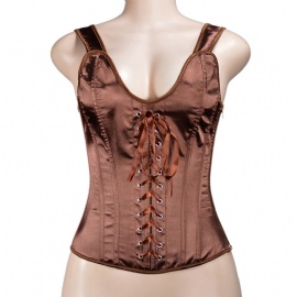 Satin Overbust Corset Tops for Women with Shoulder Strap