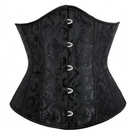 Sexy Women's Black Brocade Underbust Corset Waist Cinchers Fajas