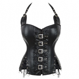 Pu Leather Steampunk Corsets Sexy Gothic Overbust Bustiers Tops