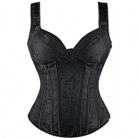 Black Steampunk Gothic Overbust Corsets and Bustiers Korsets