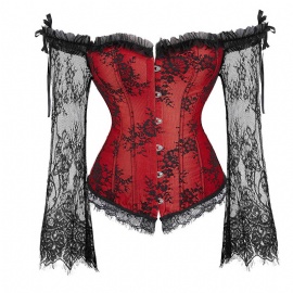 Women's Burlesque Victorian Steampunk Overbust Corset Bustier