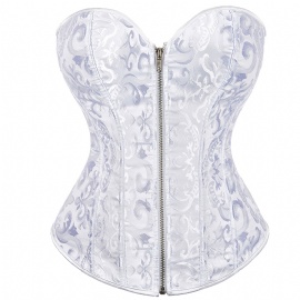 White Bridal Overbust Corset Tops Plus Size Bustiers