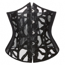 Sexy Mesh Underbust Corsets Black Waist Trainer Gorset Plus Size