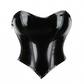 Sex PU Leather Gothic Overbust Corset Bustier Tops Short Torso