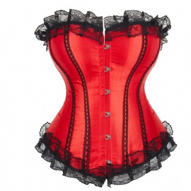 Fashion Red Women's overbust Corset Sexy Bustiers Tops Plus Size