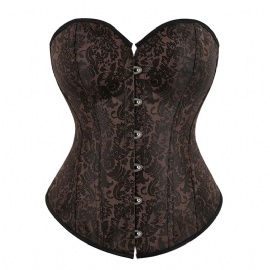 Sexy Overbust Corset Bustier Jacquard Brocade Body Shaper Top