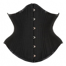 Double Steel Boned Underbust Corset Black Waist Trainer Cincher