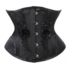 Black Steel Boned Underbust Corset Waist Trainer Body Shaper