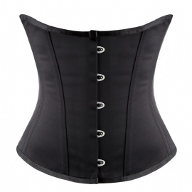 8 Spiral Steel Boned Underbust Corset Black Waist Trainer Body Shaper