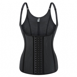 Breathable Latex Waist Trainer 12pcs Steel Boned Underbust Corset Vest Black Body Shaper